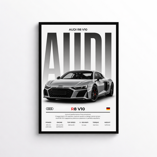 Audi R8 V10 Poster – Auto Wandbild