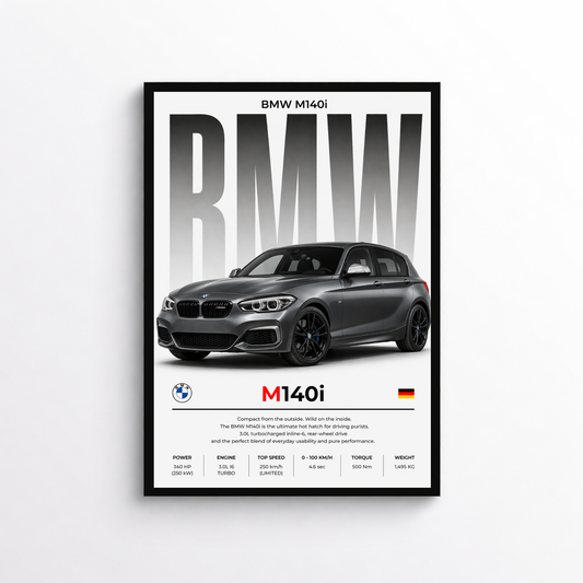 BMW M140i Poster – Auto Wandbild