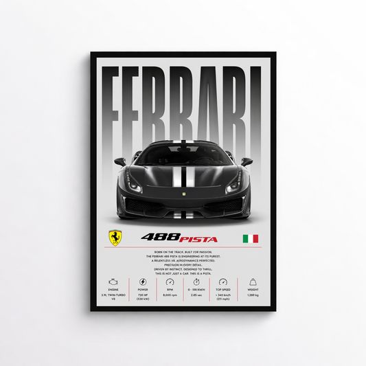 Ferrari 488 Pista Poster – Auto Wandbild