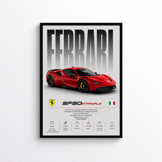 Ferrari SF90 Stradale Poster – Auto Wandbild