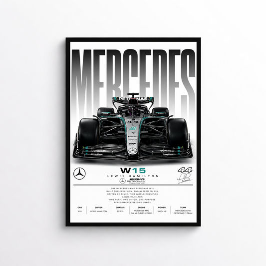 F1 Mercedes W15 Lewis Hamilton Poster – Auto Wandbild