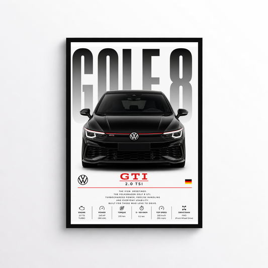 VW Golf 8 GTI Poster – Auto Wandbild