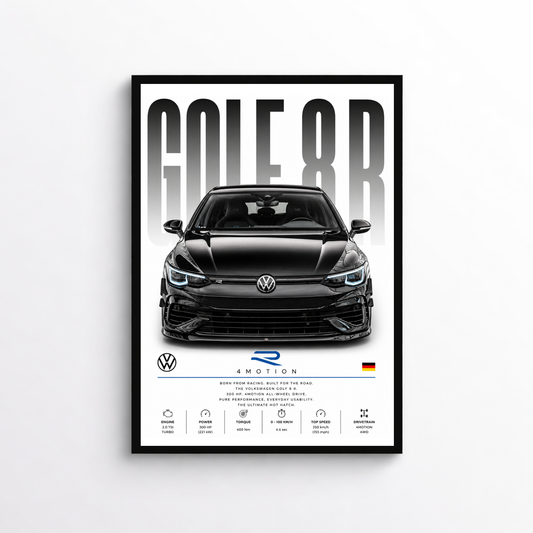 VW Golf 8 R Poster – Auto Wandbild