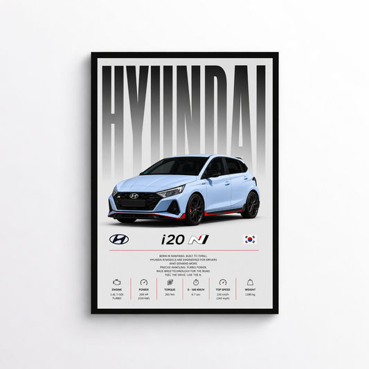 Hyundai i20 N Poster – Auto Wandbild