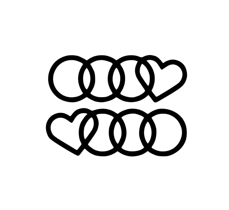 Sticker Audi con cuore SINGOLO