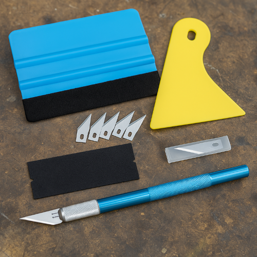 Montage-Set für Aufkleber – Rakel und Cutter