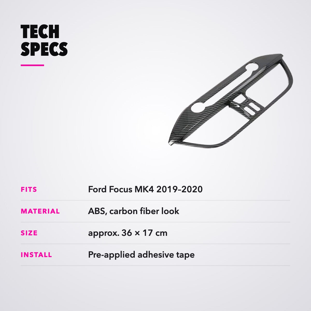 Dettagli tecnici cornice console centrale Ford Focus MK4